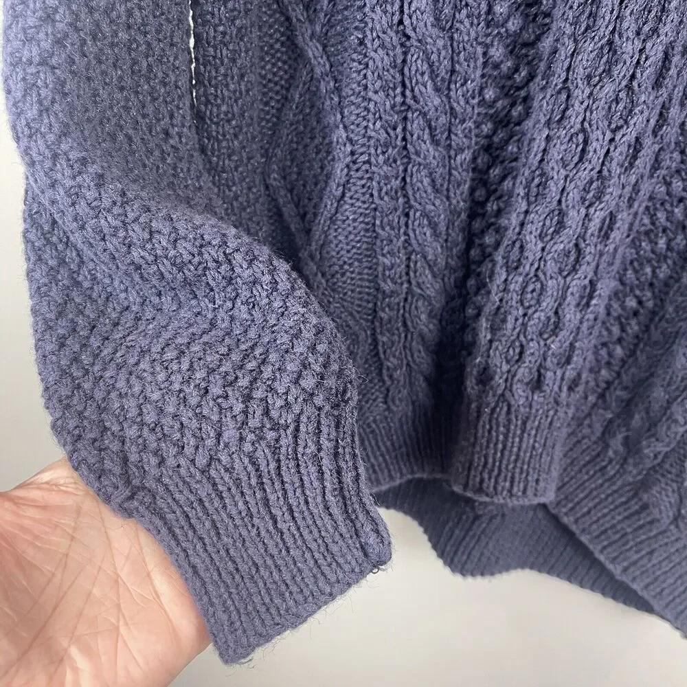 Vintage Cape Isle Knitters Men Collared Sweater Sz L Blue Heavy Fisherman Nordic